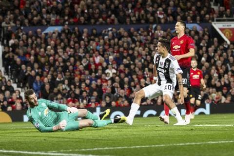 October 23, 2018 - Manchester, United Kingdom - Juventus forward Paulo Dybala (10) scores his goal during the Uefa Champions League Group Stage football match n.3 Manchester United ManU - JUVENTUS on 23 10 2018 at the Old Trafford in Manchester, England. Manchester United v Juventus - UEFA Champions League Group H  - ZUMAn230 20181023_zaa_n230_433 Copyright: xMatteoxBottanellix
