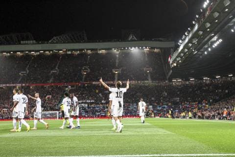 October 23, 2018 - Manchester, United Kingdom - Juventus forward Paulo Dybala (10) celebrates after scoring his goal during the Uefa Champions League Group Stage football match n.3 Manchester United ManU - JUVENTUS on 23 10 2018 at the Old Trafford in Manchester, England. Manchester United v Juventus - UEFA Champions League Group H  - ZUMAn230 20181023_zaa_n230_436 Copyright: xMatteoxBottanellix