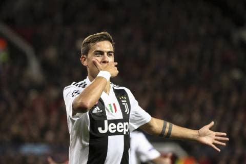 October 23, 2018 - Manchester, United Kingdom - Juventus forward Paulo Dybala (10) celebrates after scoring his goal during the Uefa Champions League Group Stage football match n.3 Manchester United ManU - JUVENTUS on 23 10 2018 at the Old Trafford in Manchester, England. Manchester United v Juventus - UEFA Champions League Group H  - ZUMAn230 20181023_zaa_n230_442 Copyright: xMatteoxBottanellix