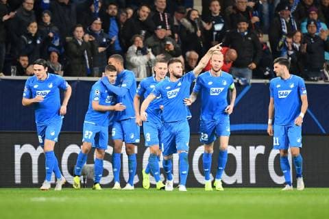 Sport Bilder des Tages (181024) -- HOFFENHEIM, Oct. 24, 2018 -- Andrej Kramaric (2nd L) of Hoffenheim celebrates after scoring during the UEFA Champions League group F match between Hoffenheim and Lyon at Rhein-Neckar-Arena in Sinsheim, Germany, on Oct. 23, 2018. The match ended 3-3. ) (SP)GERMANY-HOFFENHEIM-SOCCER-UEFA CHAMPIONS LEAGUE UlrichxHufnagel 