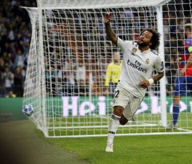 Partido de la Champions League disputado entre Real Madrid y Viktoria Pilsen. En la imagen, Marcelo celebra el segundo tanto.Champions League match played between Real Madrid and Viktoria Pilsen. In this picture, Marcelo celebrates the second goal. 