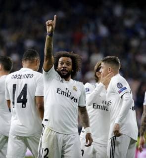Partido de la Champions League disputado entre Real Madrid y Viktoria Pilsen. En la imagen, Marcelo celebra el segundo tanto.Champions League match played between Real Madrid and Viktoria Pilsen. In this picture, Marcelo celebrates the second goal. 