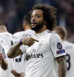 Sport Bilder des Tages Partido de la Champions League disputado entre Real Madrid y Viktoria Pilsen. En la imagen, Marcelo celebra el segundo tanto.Champions League match played between Real Madrid and Viktoria Pilsen. In this picture, Marcelo celebrates the second goal. 