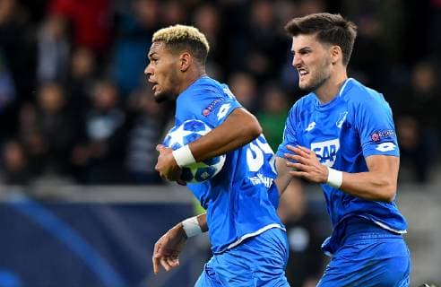23 10 2018 xfux Football UEFA Champions League TSG 1899 Hoffenheim Olympique Lyon TSG 1899 Hoffenheim Florian Grillitsch TSG 1899 Hoffenheim Goal celebration celebrate the goal to 3 3 Sinsheim