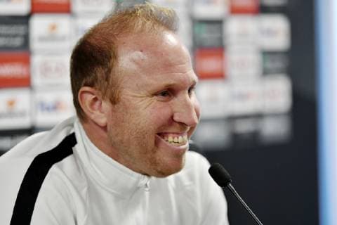 28 10 2018 Zuerich Stadium Letzigrund Pre-match media conference FC Zuerich Bayer Leverkusen UEFA Europa League In the picture Zuerich coach Ludovic Magnin