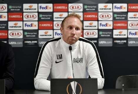 28 10 2018 Zuerich Stadium Letzigrund Pre-match media conference FC Zuerich Bayer Leverkusen UEFA Europa League In the picture Zuerich coach Ludovic Magnin