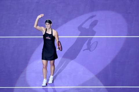 October 24, 2018 - Singapore - Angelique Kerber of Germany waves to the crowd after her win during the match between Angelique Kerber and Naomi Osaka on day 4 of the WTA Tennis Damen Finals at the Singapore Indoor Stadium. Tennis 2018: WTA Finals Singapore - Day 4 - ZUMAm170 20181024_zap_m170_001 Copyright: xPaulxMillerx