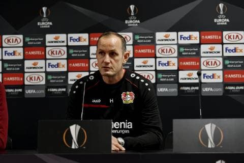 28 10 2018 Zuerich Stadium Letzigrund Media conference before the match FC Zurich Bayer Leverkusen UEFA Europa League Heiko Herrlich coach Bayer Leverkusen