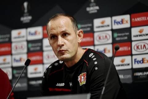 28 10 2018 Zuerich Stadium Letzigrund Media conference before the match FC Zurich Bayer Leverkusen UEFA Europa League Heiko Herrlich coach Bayer Leverkusen