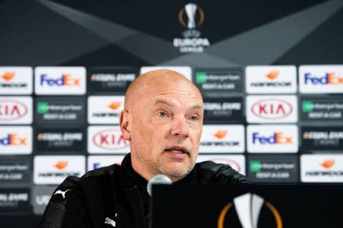 181024 Head coach Uwe Rösler or Malmö FF during a press conference ahead of the Europe league match between Sarpsborg 08 and Malmö FF on October 24, 2018 in Sarpsborg Photo Petter Arvidson BILDBYR N Code PA 92136  Copyright: PETTERxARVIDSON BB181024PA048