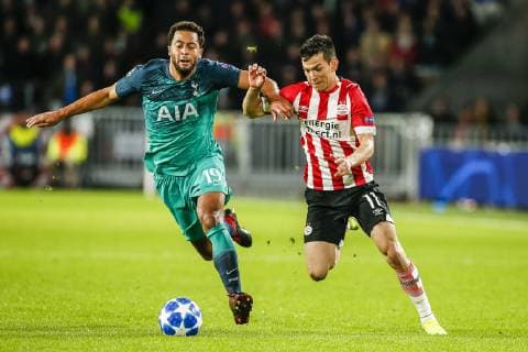EINDHOVEN, Philips Stadium , 24-10-20-18, football, season 2018 2019 , Football Champions League , PSV - Tottenham Hotspur . (Left-right) Tottenham Hotspur player Mousa Dembele , PSV player Hirving Lozano . PSV - Tottenham Hotspur  x2563861x
