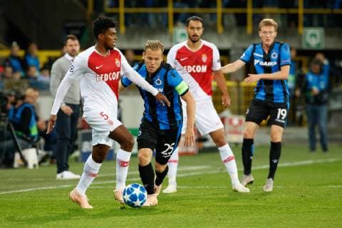Monaco s Jemerson and Club s Ruud Vormer fight for the ball during the soccer match between Club Brugge and French club AS Monaco, Wednesday 24 October 2018 in Brugge, on day three the UEFA Champions League, in group A. KURTxDESPLENTER  x05454219x