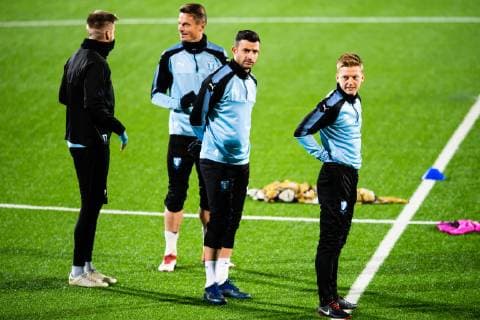 181024 Markus Rosenberg Behrang Safari and Anders Christiansen of Malmö FF during a training session ahead of the Europe league match between Sarpsborg 08 and Malmö FF on October 24, 2018 in Sarpsborg Photo Petter Arvidson BILDBYR N Code PA 92136  Copyright: PETTERxARVIDSON BB181024PA064