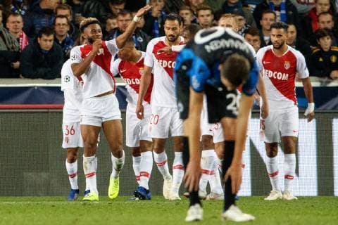 Monaco s Moussa Sylla celebrates after scoring during the soccer match between Club Brugge and French club AS Monaco, Wednesday 24 October 2018 in Brugge, on day three the UEFA Champions League, in group A. KURTxDESPLENTER  x05454257x