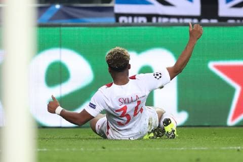 Monaco s Moussa Sylla celebrates after scoring during the soccer match between Club Brugge and French club AS Monaco, Wednesday 24 October 2018 in Brugge, on day three the UEFA Champions League, in group A. BRUNOxFAHY  x05454270x