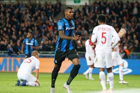 Club s Wesley Moraes celebrates after scoring during the soccer match between Club Brugge and French club AS Monaco, Wednesday 24 October 2018 in Brugge, on day three the UEFA Champions League, in group A. KURTxDESPLENTER  x05454293x