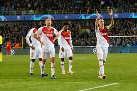 Monaco s players pictured after the soccer match between Club Brugge and French club AS Monaco, Wednesday 24 October 2018 in Brugge, on day three the UEFA Champions League, in group A. KURTxDESPLENTER  x05454418x