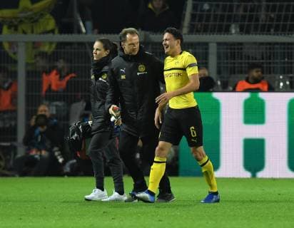 24 10 2018 Football UEFA Champions League Season 2018 2019 Preliminary Round 3 Matchday Borussia Dortmund Atletico Madrid Injury Thomas Delaney Borussia Dortmund re Team2