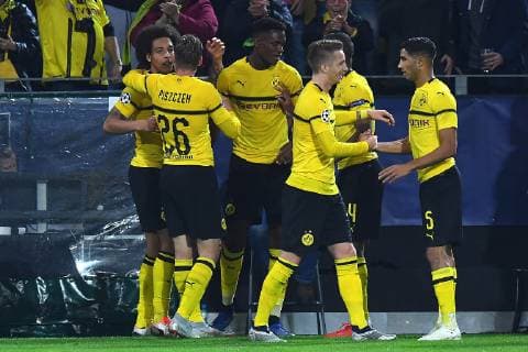 Football Champions League Group Stage 3 Gameday Borussia Dortmund Atletico Madrid on 24 10 2018 at Signal Iduna Park in Dortmund Torjubel to 1 0 by Axel Witsel Dortmund DFL DFB regulations prohibit any use of images as image sequences and or quasi video xRx