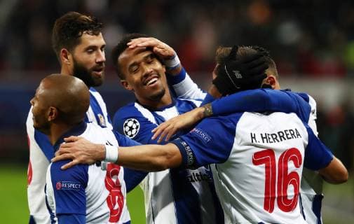 MOSCOW, RUSSIA â€“ OCTOBER 24, 2018: FC Porto players celebrate scoring against FC Lokomotiv Moscow in their 2018 19 UEFA Champions League Group D Round 3 football match against at RZD Arena Stadium. Anton Novoderezhkin TASS  TS095127