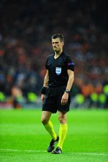 Referee Benoit Bastien during the UEFA Champions League Group D match between Galatasaray and FC Schalke 04 at Turk Telekom Stadium in Istanbul , Turkey on October 24 , 2018. 