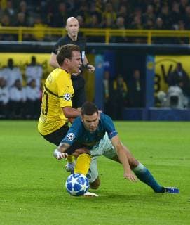 Dortmund Germany 24 10 2018 UEFA Champions League 2018 19 Season Preliminary Round Group Stage Group A 3 Matchday Borussia Dortmund Atletico Madrid Mario Goetze BVB and Lucas Hernandez Atletico in DeFodi521