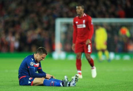 Branko Jovicic of Red Star Belgrade reacts during the UEFA Champions League match at Anfield Stadium, Liverpool. Picture date 24th October 2018. Picture credit should read: Matt McNulty Sportimage EDITORIAL USE ONLY. No use with unauthorised audio, video, data, fixture lists, club league logos or live services. Online in-match use limited to 120 images, no video emulation. No use in betting, games or single club league player publications.