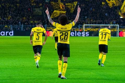 Football Champions League Group Stage 3 Gameday Borussia Dortmund Atletico Madrid on 24 10 2018 at Signal Iduna Park in Dortmund Torjubel zum 1 0 by Axel Witsel Dortmund DFL Regulations prohibit any use of images as or sequences xMNx