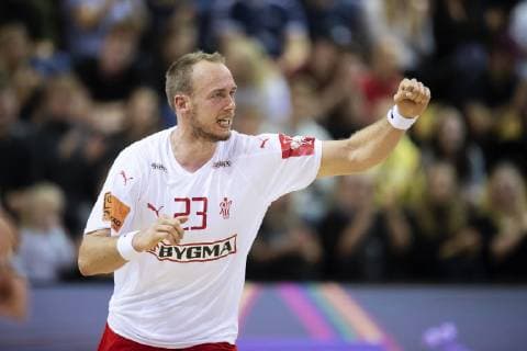 Danmarks Henrik Toft Hansen (23) jubler efter han har scoret under herrehaandboldkampen mellem Danmark og Ukraine, EHF EURO 2020 kvalifikation i Ceres Park & Arena i Aarhus, onsdag den 24. oktober 2018.. , Aarhus Denmark  Copyright: www.BoAmstrup.dk BoxAmstrupx COP101 spdk20181024-224036-L