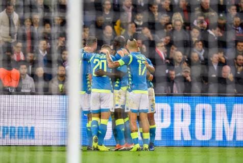 Joie des joueurs de l equipe SSC Napoli - But de Mertens ( SSC Napoli ) FOOTBALL : Paris Saint Germain vs Naples - Ligue des Champions - Paris - 24 10 2018 FedericoPestellini Panoramic 