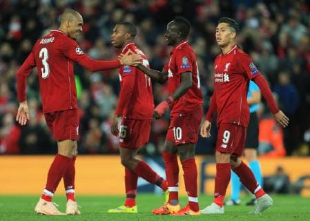 Liverpool s Sadio Mane celebrates after scoring his teams fourth goal during the UEFA Champions League match at Anfield Stadium, Liverpool. Picture date 24th October 2018. Picture credit should read: Matt McNulty Sportimage EDITORIAL USE ONLY. No use with unauthorised audio, video, data, fixture lists, club league logos or live services. Online in-match use limited to 120 images, no video emulation. No use in betting, games or single club league player publications.