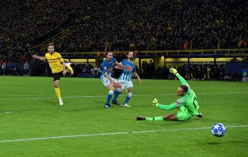 24 10 2018 Football UEFA Champions League Season 2018 2019 Preliminary Round 3 Matchday Borussia Dortmund Atlético Madrid Raphael Guerreiro Borussia Dortmund li scored the goal to 4 0 Team2