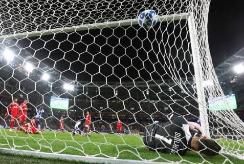 MOSCOW, RUSSIA â€“ OCTOBER 24, 2018: FC Lokomotiv Moscow s Marinato Guilherme concedes a goal in their 2018 19 UEFA Champions League Group D Round 3 football match against FC Porto at RZD Arena Stadium; FC Porto wins 3-1. Anton Novoderezhkin TASS  TS095157