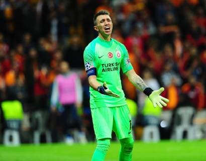 Goalkeeper Fernando Muslera of Galatasaray during the UEFA Champions League Group D match between Galatasaray and FC Schalke 04 at Turk Telekom Stadium in Istanbul , Turkey on October 24 , 2018. 