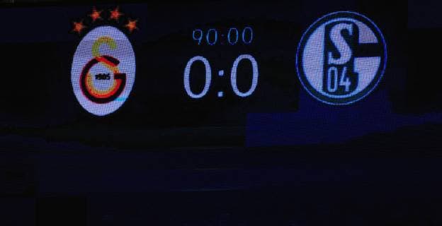Scoreboard during the UEFA Champions League Group D match between Galatasaray and FC Schalke 04 at Turk Telekom Stadium in Istanbul , Turkey on October 24 , 2018. 