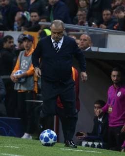 Coach Fatih Terim of Galatasaray during the UEFA Champions League Group D match between Galatasaray and FC Schalke 04 at Turk Telekom Stadium in Istanbul , Turkey on October 24 , 2018. 