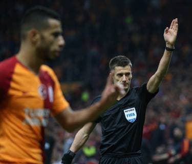 Referee Benoit Bastian during the UEFA Champions League Group D match between Galatasaray and FC Schalke 04 at Turk Telekom Stadium in Istanbul , Turkey on October 24 , 2018. 