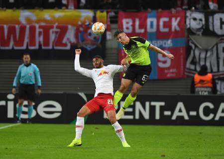 Soccer Men Season 2018 2019 Europa League Group B 3 Round RB Leipzig Celtic Glasgow v Matheus Cunha RB Leipzig Kieran Tierney Celtic Glasgow 25 10 2018 Copyright: xMatthiasxKochx