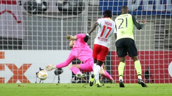 RB Leipzig Celtic Glasgow Soccer Euro League Leipzig 25 10 2018 Red Bull Arena Soccer UEFA Euro League Group B 3 Gameday RB Leipzig vs Celtic Glasgow Pictured Goal for RB Leipzig Bruma 17 RB Leipzig to meet 2 0 According to UEFA regulations it is prohibited in to use the stadium and or the game made photo recordings in the form of sequence images and or video-like photo galleries or to let exploit