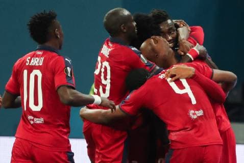 ST PETERSBURG, RUSSIA â€“ OCTOBER 25, 2018: FC Bordeaux s players celebrate scoring in their 2018 19 UEFA Europa League Group C Round 3 football match against FC Zenit St Petersburg at Saint Petersburg Stadium. Alexander Demianchuk TASS  TS0953A7