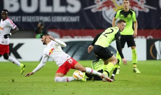 RB Leipzig Celtic Glasgow Soccer Euro League Leipzig 25 10 2018 Red Bull Arena Soccer UEFA Euro League Group B 3 Gameday RB Leipzig vs Celtic Glasgow Pictured left Matheus Cunha 20 RB Leipzig and Callum McGregor 42 Celtic According to UEFAs guidelines, it is prohibited in to use the stadium and or the game made photo recordings in the form of sequence images and or video-like photo galleries or to let exploit