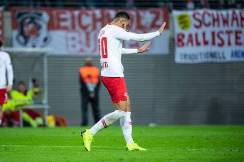 25 10 2018 xkvx Football UEFA Europa League RB Leipzig Celtic Glasgow emspor v l Torjubel Goal celebration celebrate the goal to 2 0 by Matheus Cunha RB Leipzig DFL DFB REGULATIONS PROHIBIT ANY USE OF PHOTOGRAPHS as IMAGE SEQUENCES and or QUASI VIDEO Leipzig