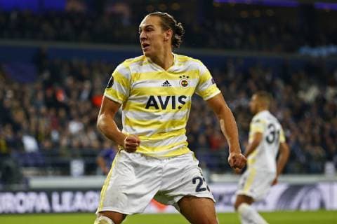 Michael Frey of Fenerbahce scores and celebrates FOOTBALL : RSC Anderlecht vs Fenerbahce - Ligue europeenne - 25 10 2018 PhotoNews Panoramic  775219992