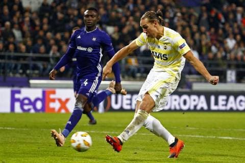 Michael Frey of Fenerbahce scores and celebrates FOOTBALL : RSC Anderlecht vs Fenerbahce - Ligue europeenne - 25 10 2018 PhotoNews Panoramic  775219992