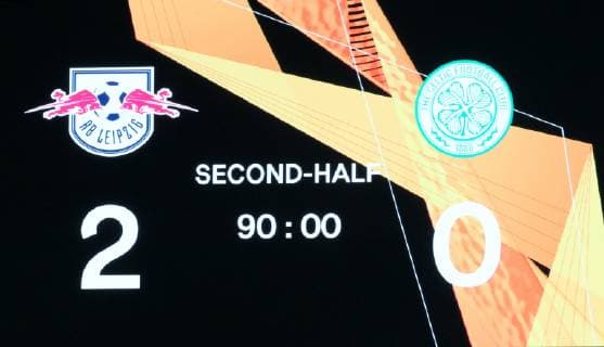 GER Europa League Group B RasenBallsport Leipzig vs Celtic Glasgow 25 10 18 Leipzig Red Bull Arena GER Season 2018 2019 UEFA Europa League Group B 3 Gameday of 6 RasenBallsport Leipzig vs Celtic Glasgow at the table Scoreboard Final 2 0 DFL regulations prohibit any use of photographs as image sequences and or quasi video