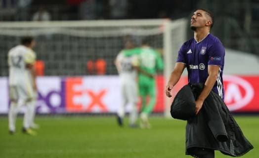 Anderlecht s Zakaria Bakkali looks dejected after the match between Belgian soccer team RSC Anderlecht and Turkish team Fenerbahce, Thursday 25 October 2018 in Anderlecht on the third day of the UEFA Europa League group stage, in group D. VIRGINIExLEFOUR  x05455197x