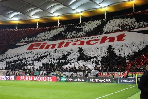 25 10 2018 GER Frankfurt am Main Commerzbank Arena Season 2018 2019 1 Bundesliga Europa League Eintracht Frankfurt Apollon Limassol the Eintracht Frankfurt fans show ultras in the curve Passion and fantasy in their choreography DFL regulations prohibit any use of images as image sequences or quasi video