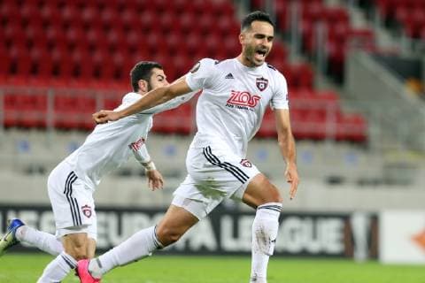 TRNAVA 25.10.2018 PILKA NOZNA FOOTBALL LIGA EUROPY - UEFA EUROPA LEAGUE SPARTAK TRNAVA - DINAMO ZAGRZEB ZAGREB NZ. ALI GHORBANI (SPARTAK) RADOSC CELEBRATE FOT. MICHAL CHWIEDUK FOKUSMEDIA.COM.PL NEWSPIX.PL --- Newspix.pl  181025CHW018