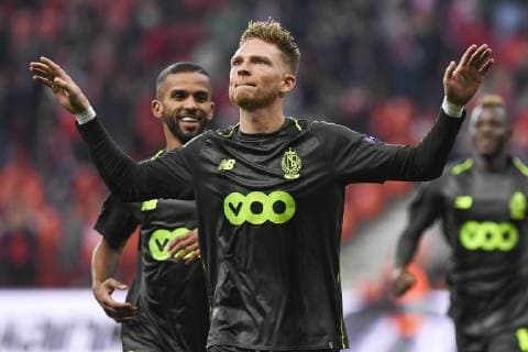 Standard s Renaud Emond celebrates after scoring during the match between Belgian soccer team Standard de Liege and Russian team Krasnodar in Liege, Thursday 25 October 2018, on the third day of the UEFA Europa League group stage, in group J. LAURIExDIEFFEMBACQ  x05455330x