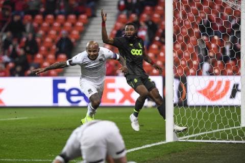 Krasnodar s Ari celebrates after scoring during the match between Belgian soccer team Standard de Liege and Russian team Krasnodar in Liege, Thursday 25 October 2018, on the third day of the UEFA Europa League group stage, in group J. LAURIExDIEFFEMBACQ  x05455342x